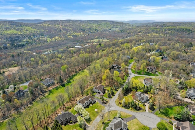 bird's eye view with a view of trees