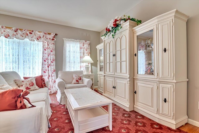 living area with baseboards