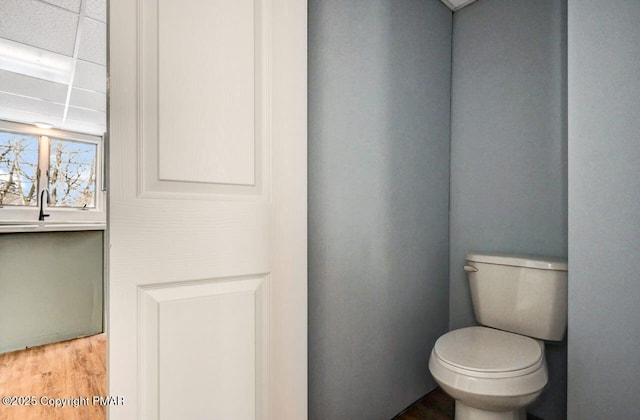 bathroom featuring toilet and wood finished floors