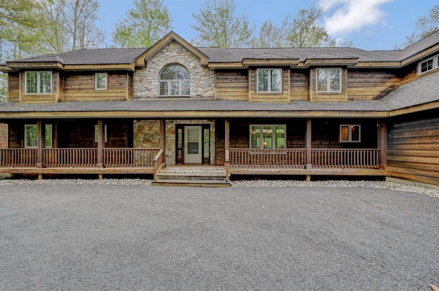 3110 Tall Timber Lake Rd, Pocono Pines, PA 18350 - view of front of home with a porch and stone siding