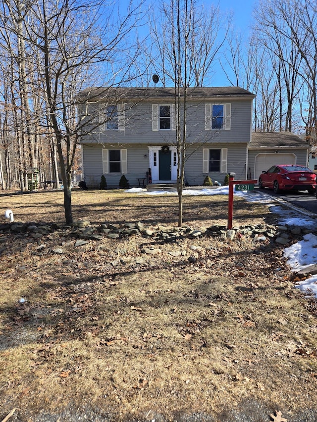 colonial house with an attached garage