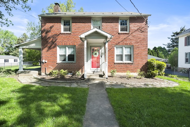631 Main St, Tatamy, PA 18085 - view of front of house featuring brick siding and a chimney