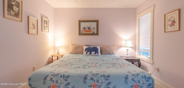 bedroom featuring a textured ceiling