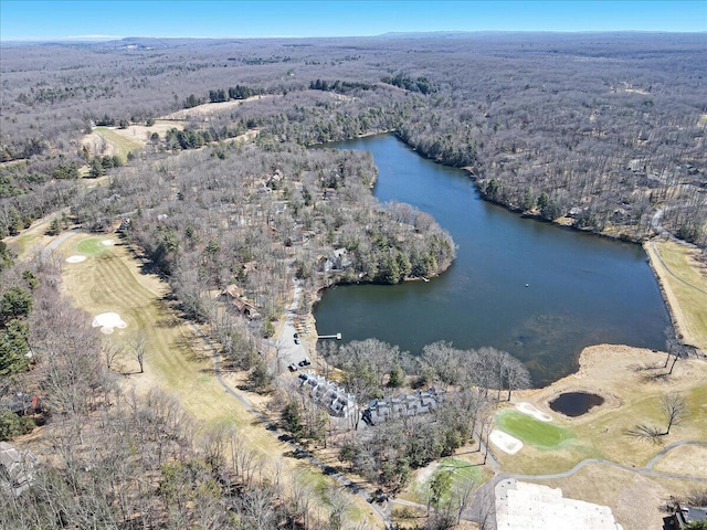 134 Laurel Hill Dr Unit 102, Greentown, PA 18426 - drone / aerial view featuring view of golf course, a water view, and a wooded view