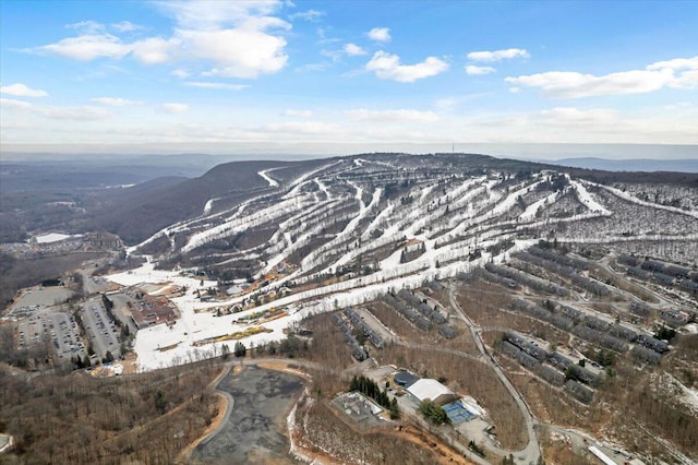 aerial view with a mountain view