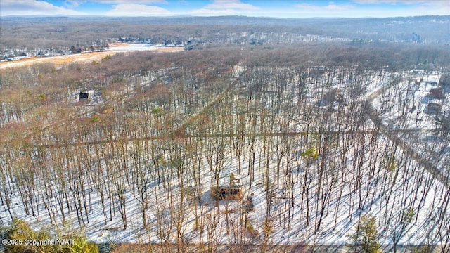 aerial view featuring a forest view