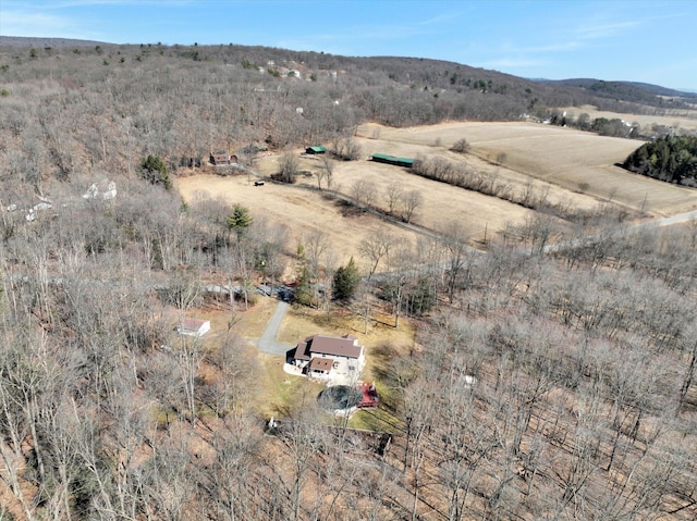 aerial view with a mountain view and a rural view