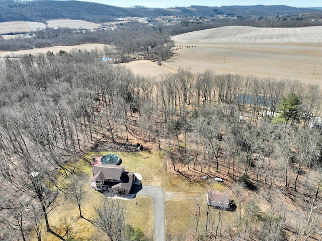 drone / aerial view featuring a rural view