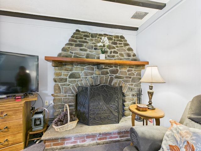 203 Old Rte 940, Pocono Pines, PA 18350 - detailed view of carpet floors and a large fireplace
