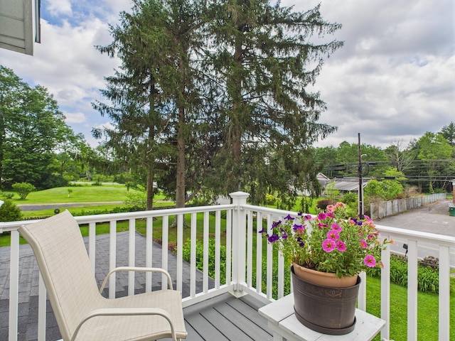 203 Old Rte 940, Pocono Pines, PA 18350 - wooden deck featuring a lawn and view of wooded area