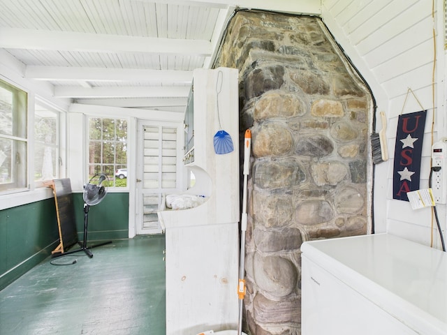 203 Old Rte 940, Pocono Pines, PA 18350 - laundry room featuring wood finished floors and wooden ceiling