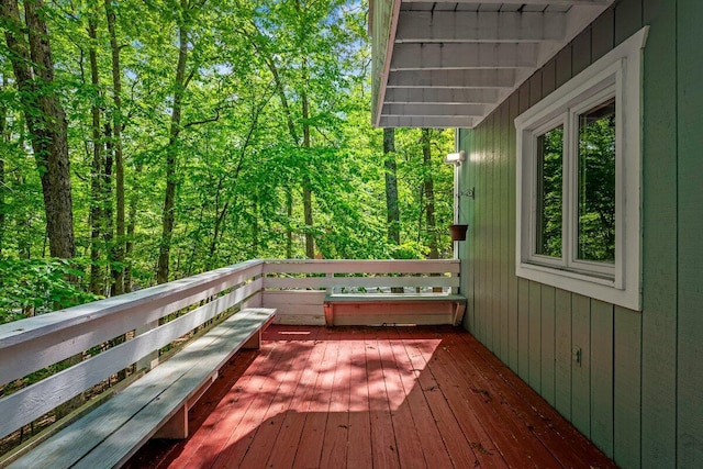 108 Bayberry Ct, Stroudsburg, PA 18360 - wooden terrace with a view of trees