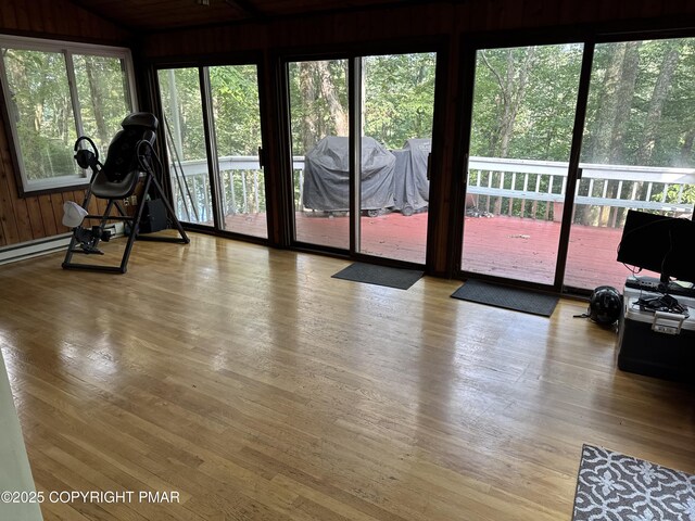 108 Bayberry Ct, Stroudsburg, PA 18360 - entrance foyer featuring a wall mounted AC, wood finished floors, and a textured ceiling
