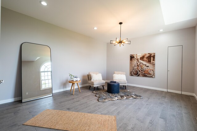 901 Meyer Rd, Nazareth, PA 18064 - sitting room with baseboards, a chandelier, recessed lighting, and wood finished floors