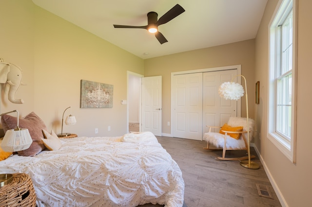 901 Meyer Rd, Nazareth, PA 18064 - bedroom with baseboards, a closet, visible vents, and wood finished floors