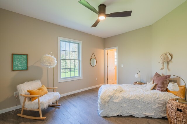 901 Meyer Rd, Nazareth, PA 18064 - bedroom with baseboards, a ceiling fan, and hardwood / wood-style flooring