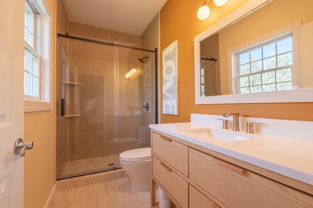 901 Meyer Rd, Nazareth, PA 18064 - bathroom with vanity, toilet, and a shower stall