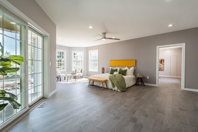 901 Meyer Rd, Nazareth, PA 18064 - bedroom with recessed lighting, access to outside, visible vents, and wood finished floors