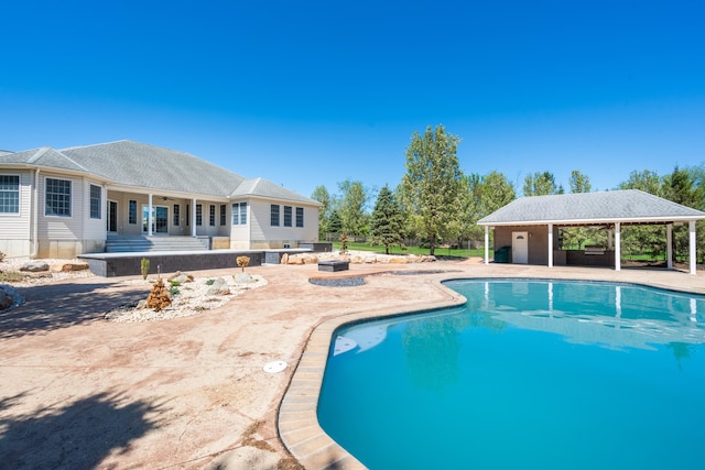 901 Meyer Rd, Nazareth, PA 18064 - pool featuring a gazebo, a patio, and ceiling fan