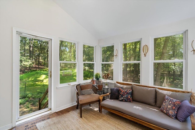 114 Gregory Ct, Stroudsburg, PA 18360 - sunroom / solarium with healthy amount of natural light, lofted ceiling, and wood finished floors