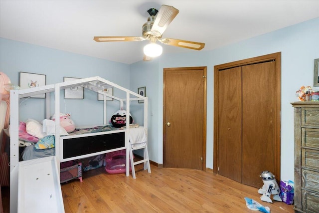 114 Gregory Ct, Stroudsburg, PA 18360 - bedroom with wood finished floors, multiple closets, and ceiling fan