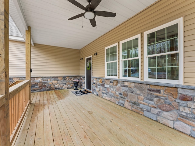 26 Susquehanna Dr, Jim Thorpe, PA 18229 - wooden porch with a ceiling fan