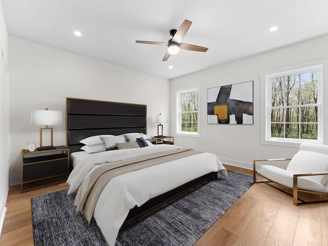 26 Susquehanna Dr, Jim Thorpe, PA 18229 - bedroom with wood finished floors, recessed lighting, and a ceiling fan
