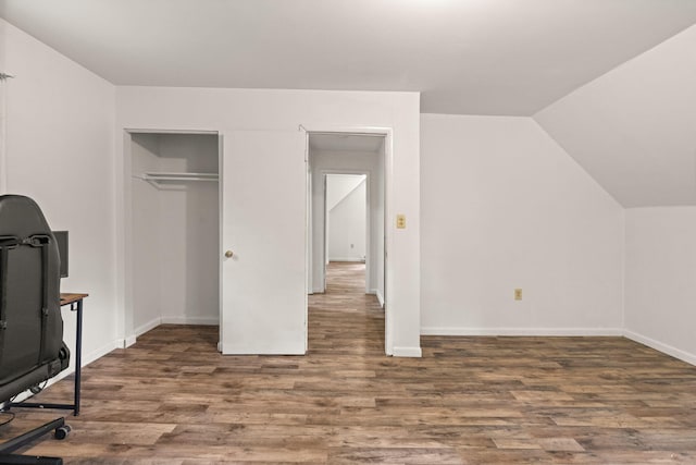 1221 Alder Rd, East Stroudsburg, PA 18302 - office area featuring wood finished floors, baseboards, and lofted ceiling