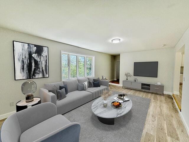 459 Pocono Blvd, Bushkill, PA 18324 - living room featuring light wood-type flooring and baseboards