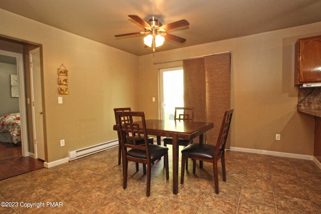 158 Davis Cir, Bushkill, PA 18324 - dining space featuring baseboard heating and ceiling fan