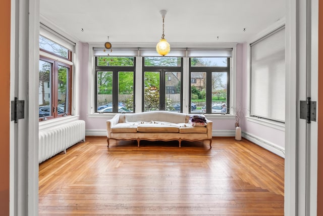 interior space with radiator heating unit and baseboards