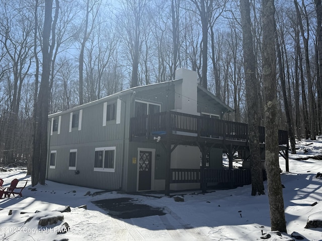 view of front of home with a deck