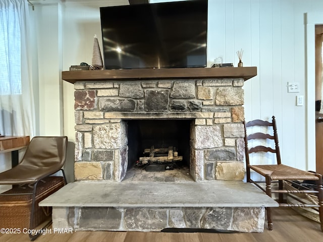 1827 Stag Run, Pocono Lake, PA 18347 - room details with a fireplace and wood finished floors