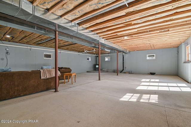 view of unfinished basement