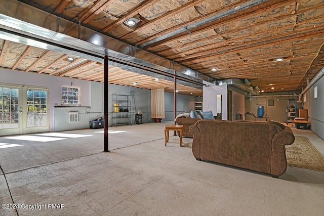 basement with french doors