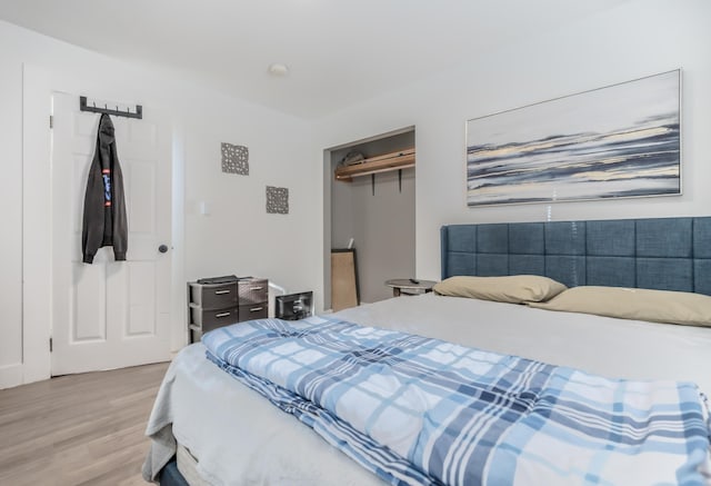 bedroom with a closet and wood finished floors