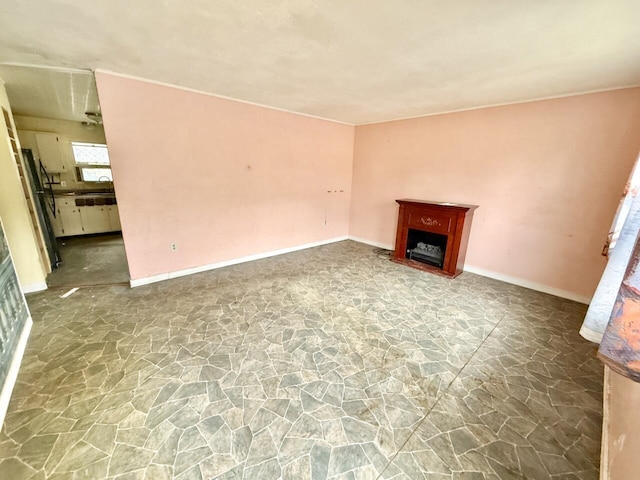 190 Carverton Rd, Trucksville, PA 18708 - unfurnished living room with baseboards, a fireplace, and stone finish flooring