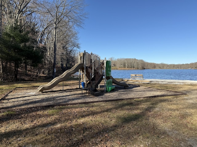 community play area featuring a water view