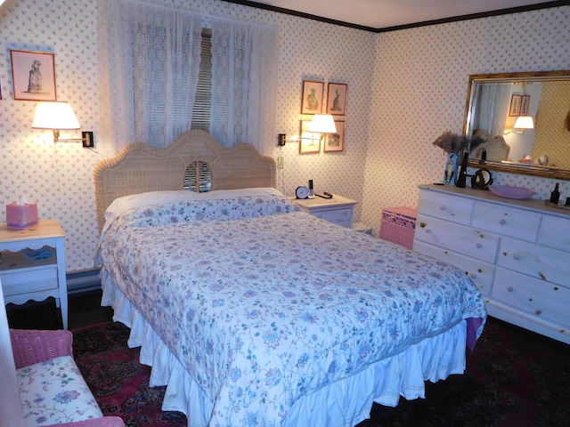 5142 Pine Tree Ln, Pocono Summit, PA 18346 - bedroom featuring ornamental molding and wallpapered walls