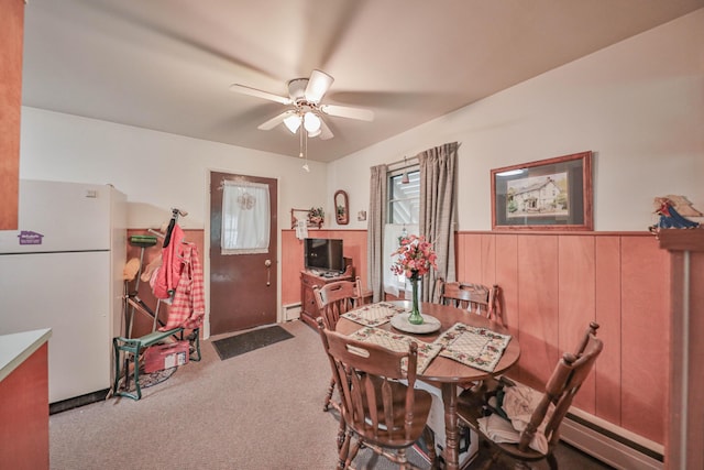 60 Maple Dr, Palmerton, PA 18071 - carpeted dining space with ceiling fan and baseboard heating