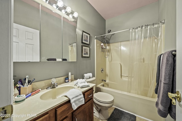 full bathroom featuring vanity, toilet, and shower / bath combo