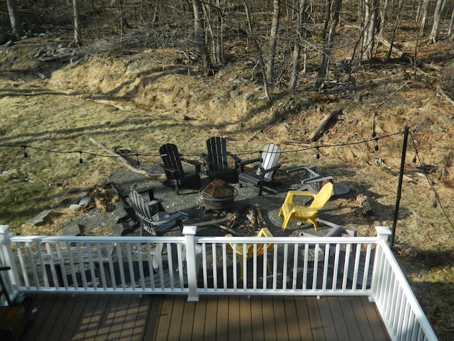 7086 Boulder Ct, Tobyhanna, PA 18466 - wooden deck with an outdoor fire pit