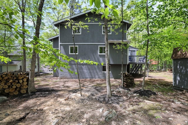 8210 Pine Grove Dr, East Stroudsburg, PA 18301 - rear view of house featuring stairs and a wooden deck