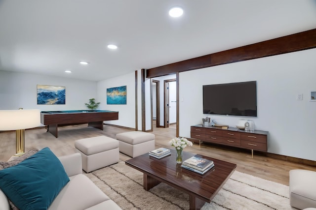 8210 Pine Grove Dr, East Stroudsburg, PA 18301 - living area featuring light wood-style flooring, billiards, recessed lighting, and baseboards