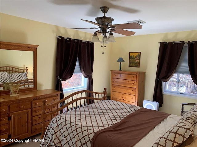 bedroom featuring ceiling fan