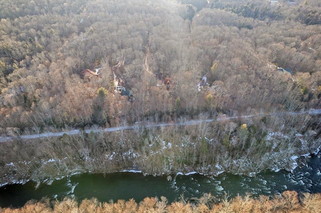 bird's eye view featuring a forest view