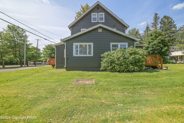 413 Old Rte 940, Pocono Pines, PA 18350 - view of property exterior with a wooden deck and a yard