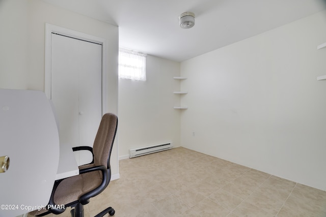 home office featuring baseboard heating