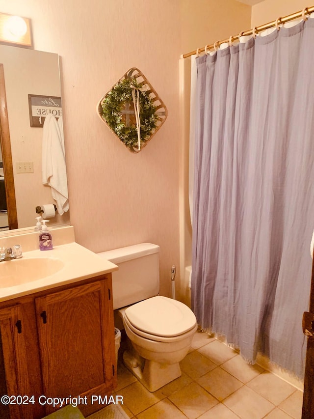 133 N Eastwood Dr, Greentown, PA 18426 - bathroom with vanity, toilet, and tile patterned flooring