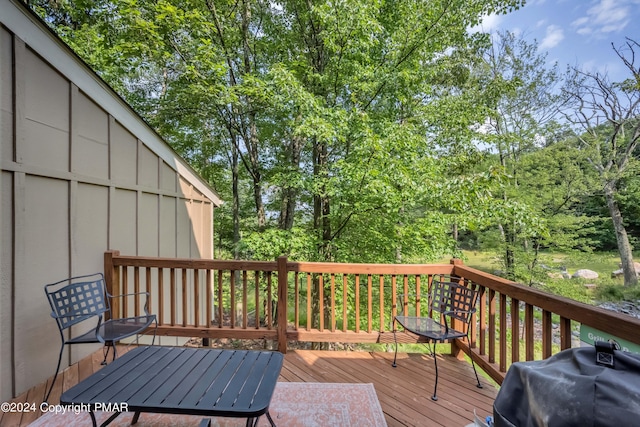 480 Spruce Dr, Tannersville, PA 18372 - wooden terrace featuring area for grilling